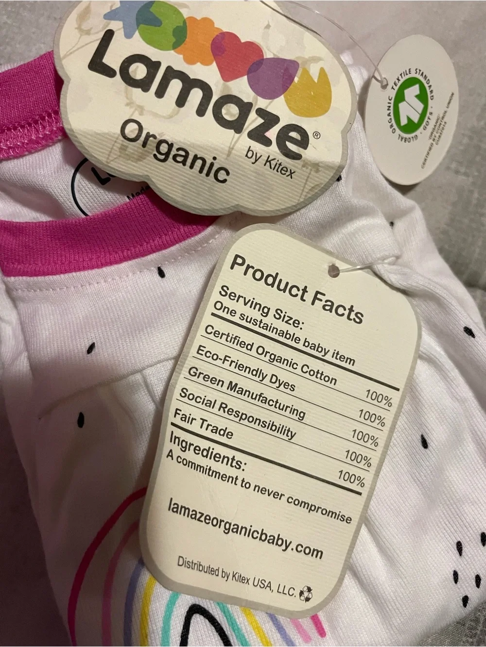 Lamaze Pink Heart Romper & White Rainbow Romper Pair
